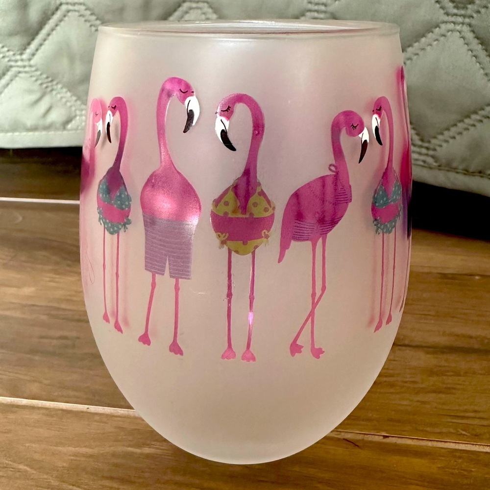 Culver LTD - Flirty Flamingos - Frosted Stemless Wine Glass